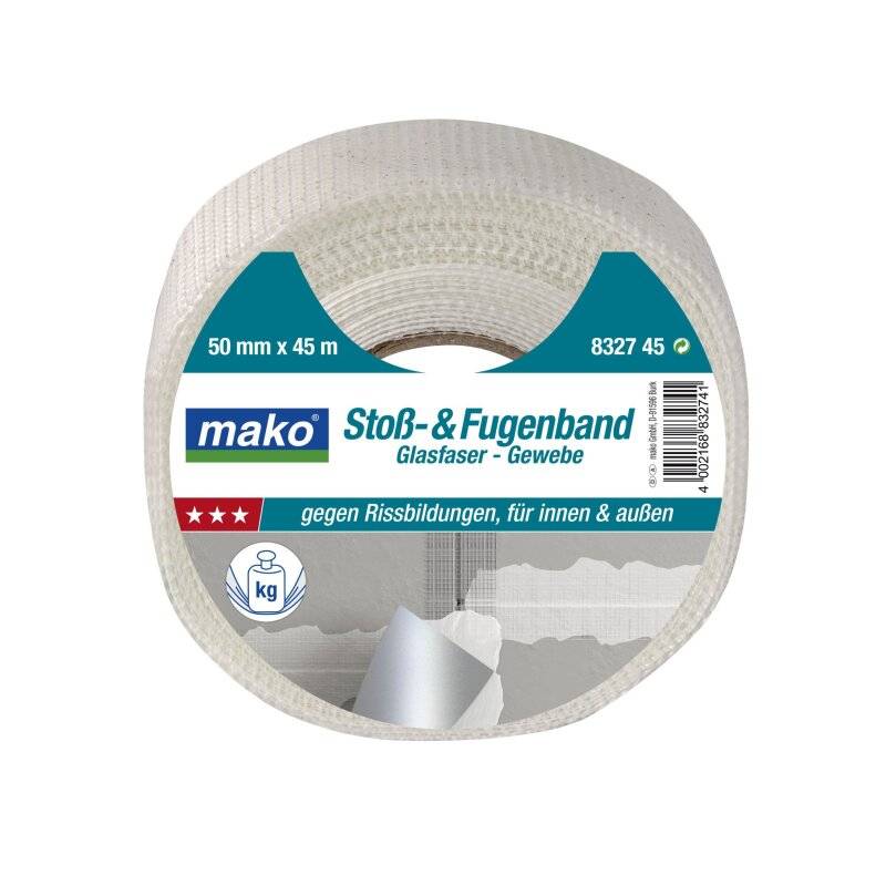Stoß- Fugen- und Rissband KOMFORT extra dünnes strapazierfähiges Glasfasergewebe 50 mm x 45 m von mako GmbH