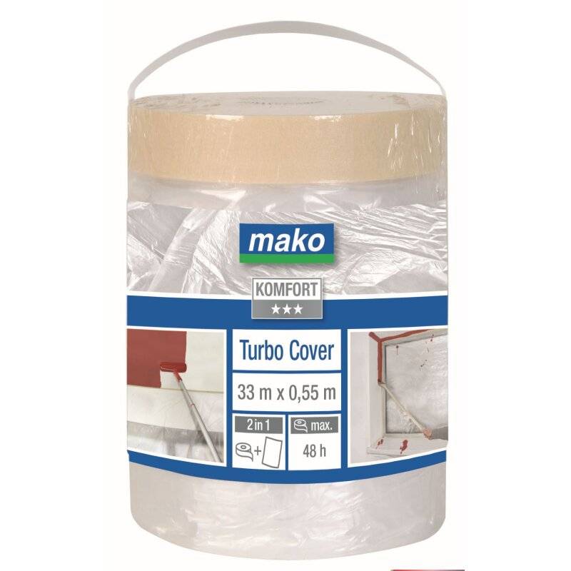 Turbo-Cover Abdeckfolie KOMFORT für den Innenbereich mit Klebeband 0,55 x 33m von mako GmbH