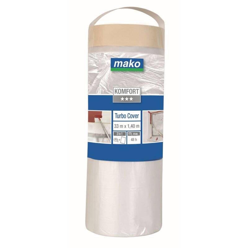 Turbo-Cover Abdeckfolie KOMFORT für den Innenbereich mit Klebeband 1,4 x 33m Turbo-Cover Abdeckfolie KOMFORT für den Innenbereich mit Klebeband 1,4 x 33m von mako GmbH