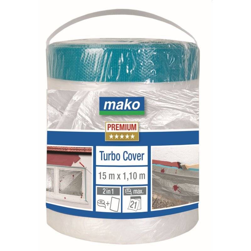 Turbo-Cover Abdeckfolie PREMIUM für Innen und Außen mit Klebeband 0,55 x 15m von mako GmbH