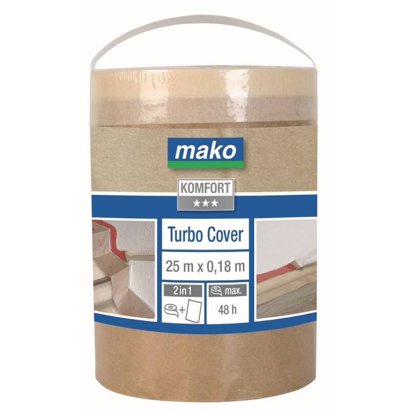 Turbo Cover-Abdeckpapier Malerpapier KOMFORT auf Rolle mit Klebeband 180mm x 25m von mako GmbH