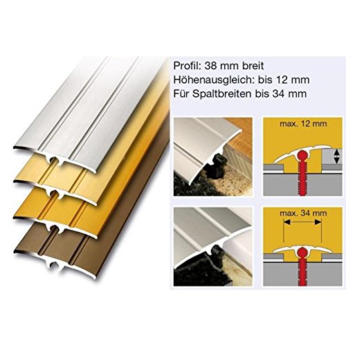 flexiCLIP Übergangsprofil 90x3,8 cm mit 5 Spezialdübel Alu silber von mako GmbH