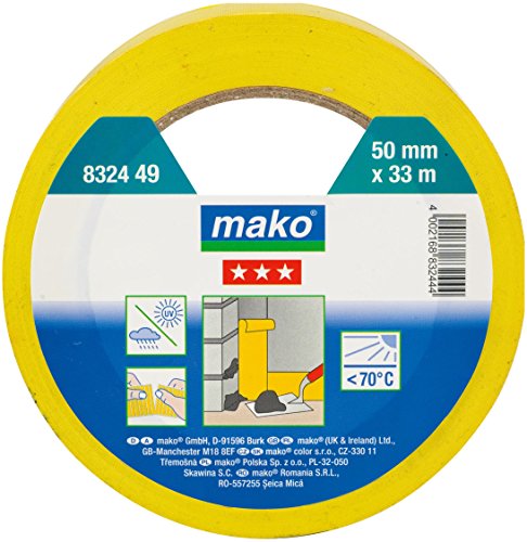 Mako Putz-Abdeckband quergerillt innen/außen 50 mmx33 m Gelb von mako GmbH