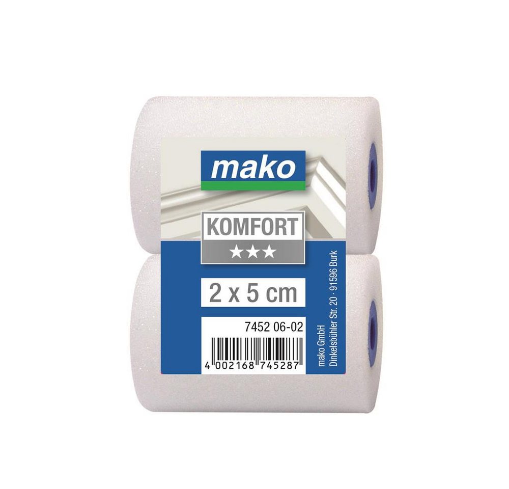 mako Farbwalze Lack-Mini-Ersatzwalze, 2 Stück, Poren superfein, 5 cm, gerade von mako