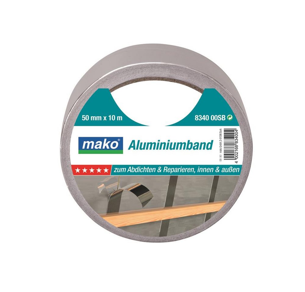 mako Klebeband Aluminiumband 100°C, 50 mm x 10 m, silber, 5 Stern von mako