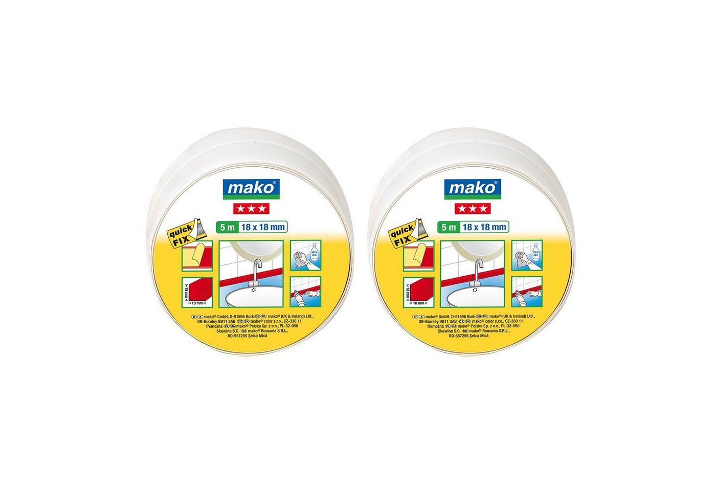 mako Malerset mako Knickwinkel Winkel-Profil selbstklebend 18mm x 18mm, 5m Rolle, (2-tlg) von mako