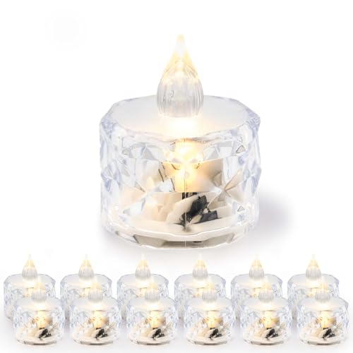 LED Teelicht Kristal Tischdeko Kerzen (Warmweiß, 12) von makotex