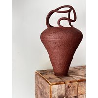 Dunkle Terrakotta Vase | Handgefertigte Strukturierte Home Decor Einzigartige Keramik von makuceramic