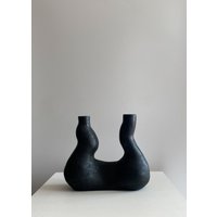 Schwarzer Keramik Kerzenhalter | Schwarze Vase Matte von makuceramic