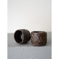 Set 2 Kurinuki Tassen | Espressotasse Matcha-Tasse Handgefertigte Tasse Keramik-Tasse von makuceramic