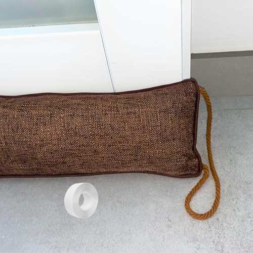 Malaké Türzugluftstopper 76 cm mit Klettverschluss – Türdichtung gegen Kälte, Lärm und Staub – Universeller Türbodendichtungsstopper Braun von malaké