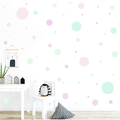 malango® 78 Wandsticker in vielen verschiedenen Farbkombinationen Punkte Kinderzimmer Wandtattoo Kreise Set selbstklebend Kids lachsrosa-pink-Mint von malango