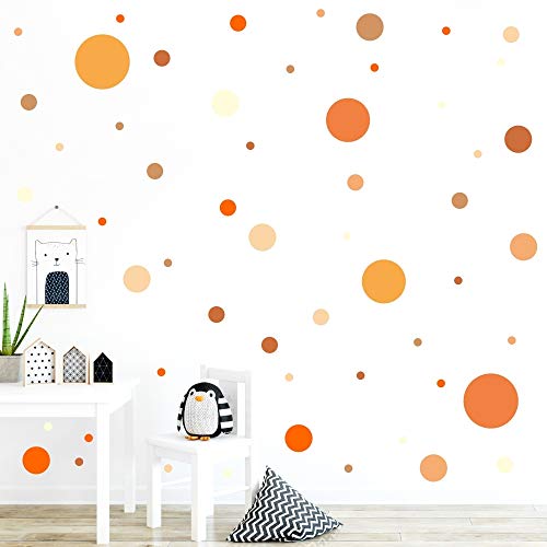 malango® 78 Wandsticker in vielen verschiedenen Farbkombinationen Punkte Kinderzimmer Wandtattoo Kreise Set selbstklebend Kids orange-braun-beige-gelb von malango