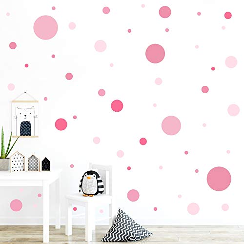 malango® 78 Wandsticker in vielen verschiedenen Farbkombinationen Punkte Kinderzimmer Wandtattoo Kreise Set selbstklebend Kids rosa-pink-Altrosa von malango