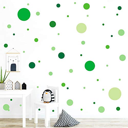 malango® 78 Wandsticker in vielen verschiedenen Farbkombinationen Punkte Kinderzimmer Wandtattoo Kreise Set selbstklebend dunkelgrün-grasgrün-hellgrün von malango