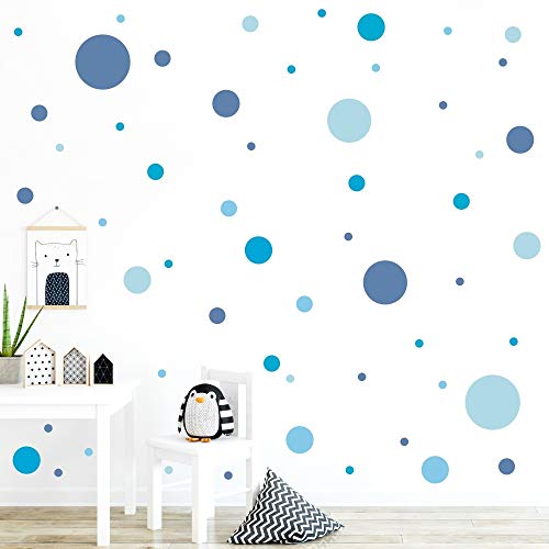 malango® 78 Wandsticker in vielen verschiedenen Farbkombinationen Punkte Kinderzimmer Wandtattoo Kreise Set selbstklebend hellblau-graublau-dunkelblau von malango
