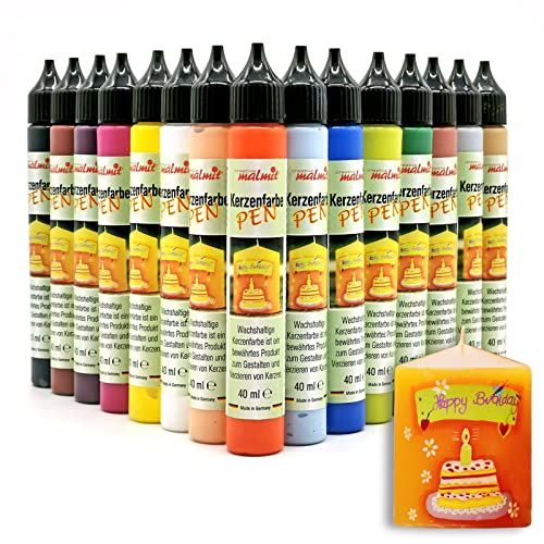 Creativ malmit Kerzenfarbe 15er Set Kerzenstifte je 40ml Wachsfarben Flüssigwachs Nr.4, Mehrfarbig, 15 x 40ml Creativ malmit Kerzenfarbe 15er Set Kerzenstifte je 40ml Wachsfarben Flüssigwachs Nr.4, Mehrfarbig, 15 x 40ml von malmit