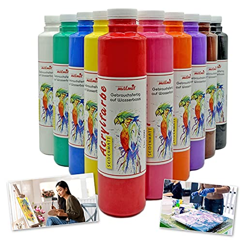 malmit Creative hochwertige Acrylfarben 10er Set je 750ml | Künstler Farben in Seidenmatt | hochdeckende Malfarben | Made in Germany | perfekt geeignet für Pouring malmit Creative hochwertige Acrylfarben 10er Set je 750ml | Künstler Farben in Seidenmatt | hochdeckende Malfarben | Made in Germany | perfekt geeignet für Pouring von malmit