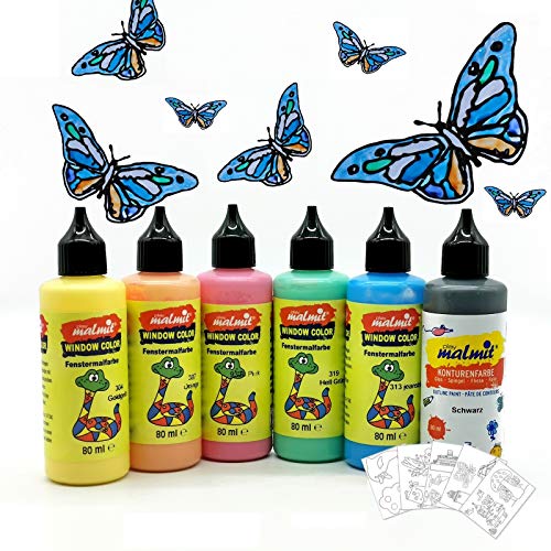 malmit Window Color Spar- und Startset mit 6 Farben Fenster Malfarben von malmit