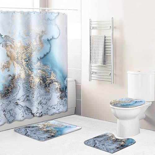 Badematten & Badteppiche Set 3 Teilig Badezimmerteppich Waschbar Badematte rutschfest,Wc Vorleger Mit Ausschnitt Und Badematte, Badvorleger Toilette Teppich 50×80Cm Blauer Marmor Badematten & Badteppiche Set 3 Teilig Badezimmerteppich Waschbar Badematte rutschfest,Wc Vorleger Mit Ausschnitt Und Badematte, Badvorleger Toilette Teppich 50×80Cm Blauer Marmor von malxlaw