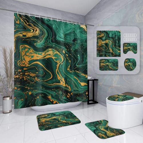 Badematten & Badteppiche Set 3 Teilig Badezimmerteppich Waschbar Badematte rutschfest,Wc Vorleger Mit Ausschnitt Und Badematte, Badvorleger Toilette Teppich 50×80Cm Grüner Marmor Badematten & Badteppiche Set 3 Teilig Badezimmerteppich Waschbar Badematte rutschfest,Wc Vorleger Mit Ausschnitt Und Badematte, Badvorleger Toilette Teppich 50×80Cm Grüner Marmor von malxlaw