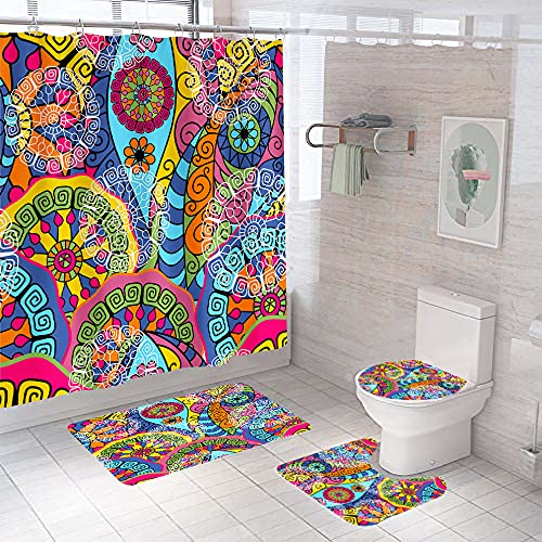 Badematten & Badteppiche Set 3 Teilig Badezimmerteppich Waschbar Badematte rutschfest,Wc Vorleger Mit Ausschnitt Und Badematte, Badvorleger Toilette Teppich 50×80Cm Retro Mandala Badematten & Badteppiche Set 3 Teilig Badezimmerteppich Waschbar Badematte rutschfest,Wc Vorleger Mit Ausschnitt Und Badematte, Badvorleger Toilette Teppich 50×80Cm Retro Mandala von malxlaw