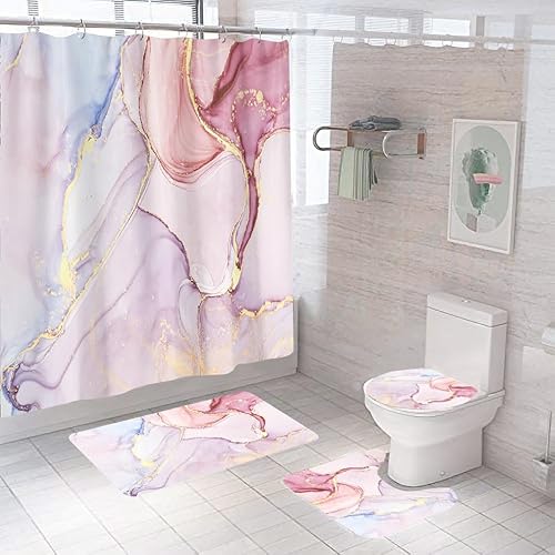 Badematten & Badteppiche Set 3 Teilig Badezimmerteppich Waschbar Badematte rutschfest,Wc Vorleger Mit Ausschnitt Und Badematte, Badvorleger Toilette Teppich 50×80Cm Rosa Marmor Badematten & Badteppiche Set 3 Teilig Badezimmerteppich Waschbar Badematte rutschfest,Wc Vorleger Mit Ausschnitt Und Badematte, Badvorleger Toilette Teppich 50×80Cm Rosa Marmor von malxlaw
