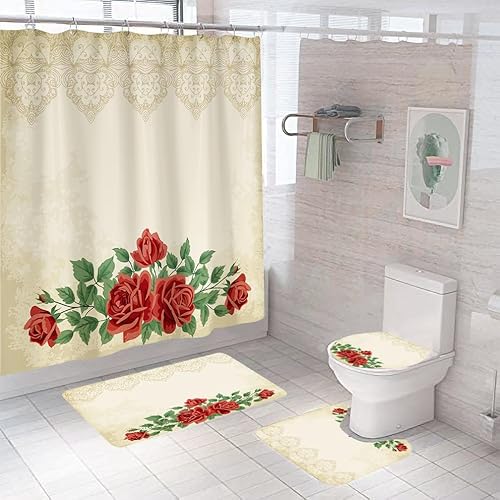 Badematten & Badteppiche Set 3 Teilig Badezimmerteppich Waschbar Badematte rutschfest,Wc Vorleger Mit Ausschnitt Und Badematte, Badvorleger Toilette Teppich 50×80Cm Rose Badematten & Badteppiche Set 3 Teilig Badezimmerteppich Waschbar Badematte rutschfest,Wc Vorleger Mit Ausschnitt Und Badematte, Badvorleger Toilette Teppich 50×80Cm Rose von malxlaw