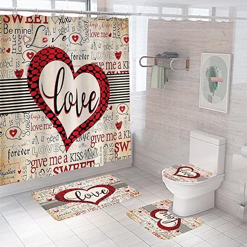 Badematten & Badteppiche Set 3 Teilig Badezimmerteppich Waschbar Badematte rutschfest,Wc Vorleger Mit Ausschnitt Und Badematte, Badvorleger Toilette Teppich 50×80Cm Rote Liebe Badematten & Badteppiche Set 3 Teilig Badezimmerteppich Waschbar Badematte rutschfest,Wc Vorleger Mit Ausschnitt Und Badematte, Badvorleger Toilette Teppich 50×80Cm Rote Liebe von malxlaw
