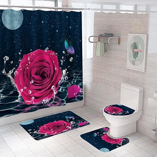 Badematten & Badteppiche Set 3 Teilig Badezimmerteppich Waschbar Badematte rutschfest,Wc Vorleger Mit Ausschnitt Und Badematte, Badvorleger Toilette Teppich 50×80Cm Schmetterling Rose Badematten & Badteppiche Set 3 Teilig Badezimmerteppich Waschbar Badematte rutschfest,Wc Vorleger Mit Ausschnitt Und Badematte, Badvorleger Toilette Teppich 50×80Cm Schmetterling Rose von malxlaw