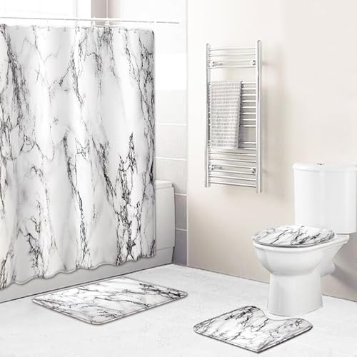 Badematten & Badteppiche Set 3 Teilig Badezimmerteppich Waschbar Badematte rutschfest,Wc Vorleger Mit Ausschnitt Und Badematte, Badvorleger Toilette Teppich 50×80Cm Schwarzer Marmor Badematten & Badteppiche Set 3 Teilig Badezimmerteppich Waschbar Badematte rutschfest,Wc Vorleger Mit Ausschnitt Und Badematte, Badvorleger Toilette Teppich 50×80Cm Schwarzer Marmor von malxlaw