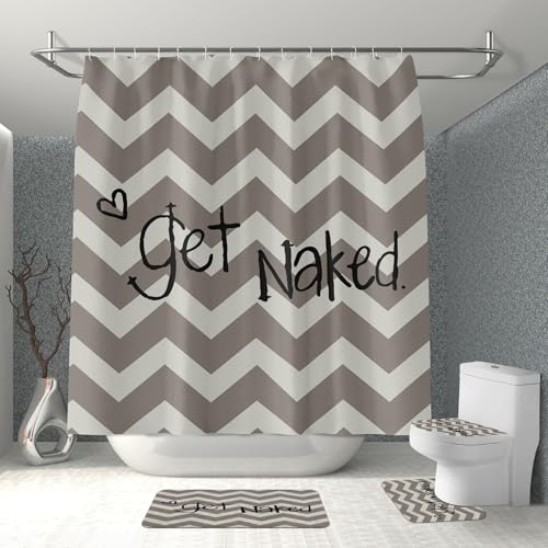 Badematten & Badteppiche Set 4 Teilig Badezimmerteppich Waschbar Badematte rutschfest,Wc Vorleger Mit Ausschnitt Badematte Und Duschvorhang,Badvorleger Toilette Teppich 50×80Cm Braune Streife Badematten & Badteppiche Set 4 Teilig Badezimmerteppich Waschbar Badematte rutschfest,Wc Vorleger Mit Ausschnitt Badematte Und Duschvorhang,Badvorleger Toilette Teppich 50×80Cm Braune Streife von malxlaw