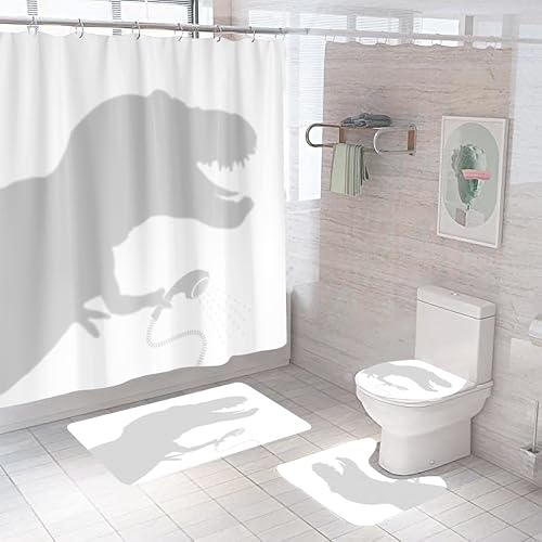 Badematten & Badteppiche Set 4 Teilig Badezimmerteppich Waschbar Badematte rutschfest,Wc Vorleger Mit Ausschnitt Badematte Und Duschvorhang,Badvorleger Toilette Teppich 50×80Cm Dinosaurier Badematten & Badteppiche Set 4 Teilig Badezimmerteppich Waschbar Badematte rutschfest,Wc Vorleger Mit Ausschnitt Badematte Und Duschvorhang,Badvorleger Toilette Teppich 50×80Cm Dinosaurier von malxlaw