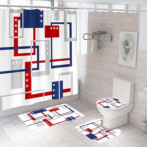 Badematten & Badteppiche Set 4 Teilig Badezimmerteppich Waschbar Badematte rutschfest,Wc Vorleger Mit Ausschnitt Badematte Und Duschvorhang,Badvorleger Toilette Teppich 50×80Cm Geometrie Badematten & Badteppiche Set 4 Teilig Badezimmerteppich Waschbar Badematte rutschfest,Wc Vorleger Mit Ausschnitt Badematte Und Duschvorhang,Badvorleger Toilette Teppich 50×80Cm Geometrie von malxlaw