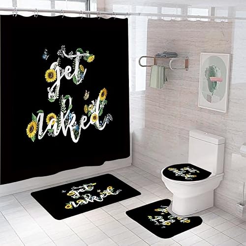 Badematten & Badteppiche Set 4 Teilig Badezimmerteppich Waschbar Badematte rutschfest,Wc Vorleger Mit Ausschnitt Badematte Und Duschvorhang,Badvorleger Toilette Teppich 50×80Cm Sonnenblumen Badematten & Badteppiche Set 4 Teilig Badezimmerteppich Waschbar Badematte rutschfest,Wc Vorleger Mit Ausschnitt Badematte Und Duschvorhang,Badvorleger Toilette Teppich 50×80Cm Sonnenblumen von malxlaw