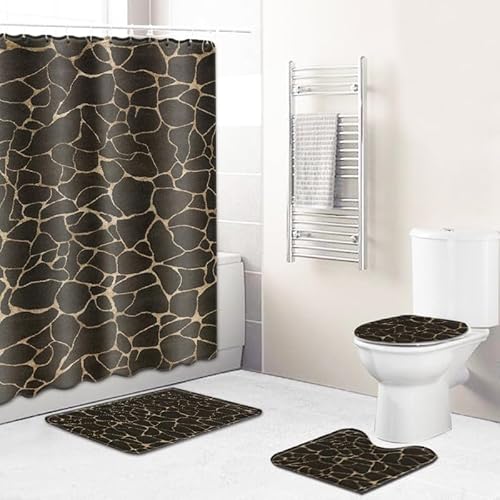 Badgarnitur 3 Teilig Badezimmerteppich Waschbar Badematte rutschfest,Wc Vorleger Mit Ausschnitt Und Badematte, Badvorleger Toilette Teppich 45X75Cm Schwarzes Gitter von malxlaw