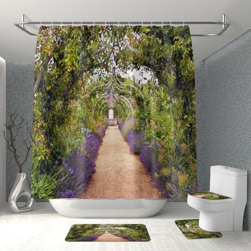 Badgarnitur 4 Teilig Badezimmerteppich Waschbar Badematte rutschfest,Wc Vorleger Mit Ausschnitt Badematte Und Duschvorhang,Badvorleger Toilette Teppich 45X75Cm Garten Badgarnitur 4 Teilig Badezimmerteppich Waschbar Badematte rutschfest,Wc Vorleger Mit Ausschnitt Badematte Und Duschvorhang,Badvorleger Toilette Teppich 45X75Cm Garten von malxlaw