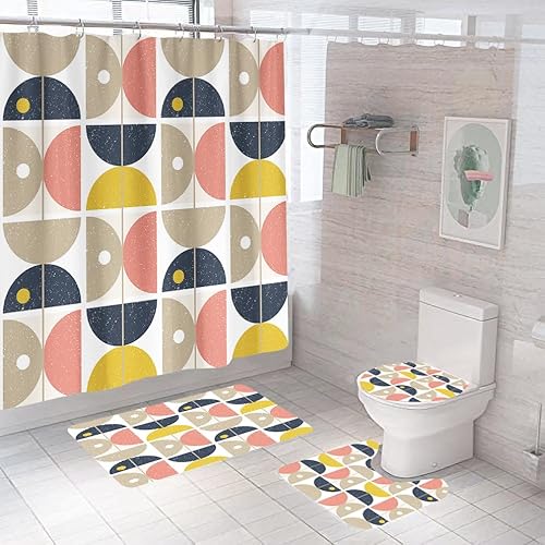 Badgarnitur 4 Teilig Badezimmerteppich Waschbar Badematte rutschfest,Wc Vorleger Mit Ausschnitt Badematte Und Duschvorhang,Badvorleger Toilette Teppich 45X75Cm Halbkreis Badgarnitur 4 Teilig Badezimmerteppich Waschbar Badematte rutschfest,Wc Vorleger Mit Ausschnitt Badematte Und Duschvorhang,Badvorleger Toilette Teppich 45X75Cm Halbkreis von malxlaw