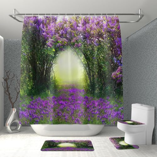 Badgarnitur 4 Teilig Badezimmerteppich Waschbar Badematte rutschfest,Wc Vorleger Mit Ausschnitt Badematte Und Duschvorhang,Badvorleger Toilette Teppich 45X75Cm Lavendel Badgarnitur 4 Teilig Badezimmerteppich Waschbar Badematte rutschfest,Wc Vorleger Mit Ausschnitt Badematte Und Duschvorhang,Badvorleger Toilette Teppich 45X75Cm Lavendel von malxlaw
