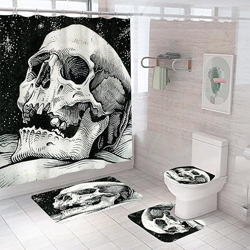 Duschvorhang Duschvorhänge Anti-Schimmel, Waschbar Polyester Duschvorhang Badewanne Mit 12 Ringe,Badewanne Vorhang Schnell Trocknend Für Badezimmer 180X180Cm Schädel Duschvorhang Duschvorhänge Anti-Schimmel, Waschbar Polyester Duschvorhang Badewanne Mit 12 Ringe,Badewanne Vorhang Schnell Trocknend Für Badezimmer 180X180Cm Schädel von malxlaw