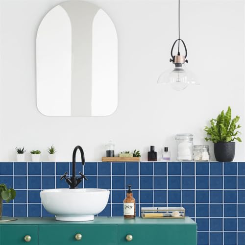 Fliesenaufkleber Blaue Quadrate PVC Klebefliesen Küche,Wasserfest Fliesenaufkleber Bad,DIY Selbstklebende Fliesen Für Bad & Küche,Fliesensticker Für Küchenrückwand 30 Stück(15x15cm) von malxlaw