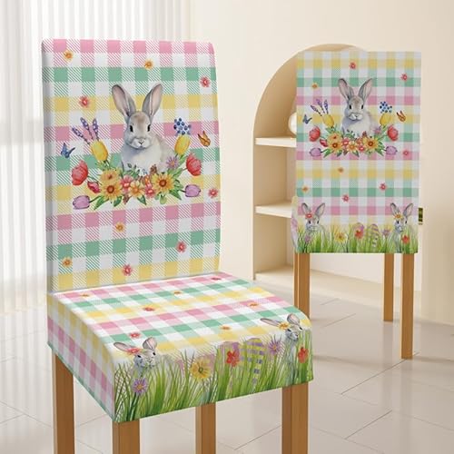 Stuhlhussen 2er Set Ostern Stretch Hussen Für Stühle, Abnehmbarer Waschbarer Stuhlüberzüge,Stuhlbezug Für Haus, Küche, Esszimmerstühle,Esszimmer Stühle von malxlaw