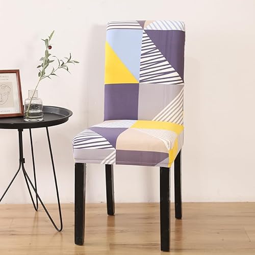 Stuhlhussen 6er Set Gelbes Dreieck Stuhlhussen Schwingstühle,Stretch Stuhlbezug,Waschbarer Polyester Esszimmer Stühle, Abnehmbarer Stuhlüberzüge,Universal Stühle Schutz Dekoration von malxlaw