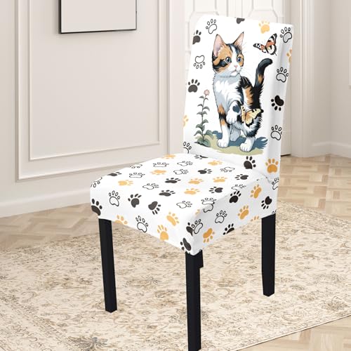 Stuhlhussen 6er Set Niedliche Katze Stretch Hussen Für Stühle, Abnehmbarer Waschbarer Stuhlüberzüge,Stuhlbezug Für Haus, Küche, Esszimmerstühle,Esszimmer Stühle von malxlaw