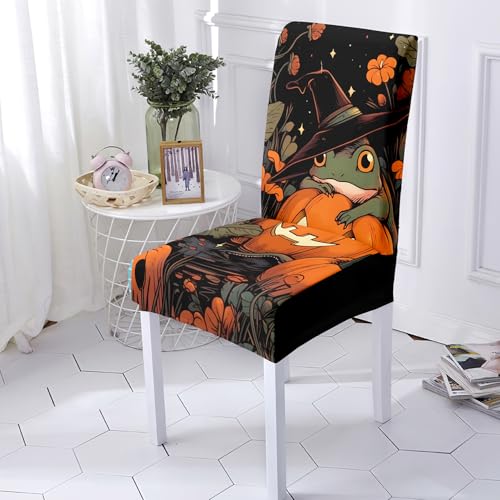 Stuhlhussen 6er Set Frosch Kürbis Stretch Hussen Für Stühle, Abnehmbarer Waschbarer Stuhlüberzüge,Stuhlbezug Für Haus, Küche, Esszimmerstühle,Esszimmer Stühle von malxlaw