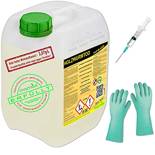 mamba Holzwurmtod (10 Liter, SET: inkl. Spritze + Handschuhe) von mamba