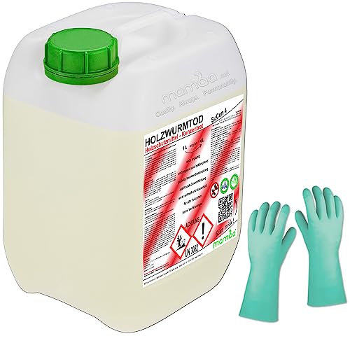 mamba Holzwurmtod Konzentrat SuCon4 - Holzwurmmittel Permethrinbasis Holzwurmbekämpfung selber herstellen (10 Liter, SET: inkl. Handschuhe) von mamba