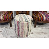 Handgemachter Dekorativer Pouf Fußhocker Rund Ottoman Pouffe Stuhl Sitzsack Baumwolle Moderne Gartenarbeit Indoor Outdoor Boden Pouf 40x30 Zoll von mamcanart