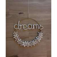 Türkranz | Dreams Name Oder Wort Nach Wunsch Türdeko Schlafzimmer Wohndeko Familienname Personalisiert Metallring Gold von mamiliebtschoenes