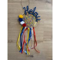 Türkranz | Fasching Fastnacht Helau Alaaf Wanddeko Türschmuck Wandbehang Bambusring Pompoms Schriftzug Konfetti von mamiliebtschoenes